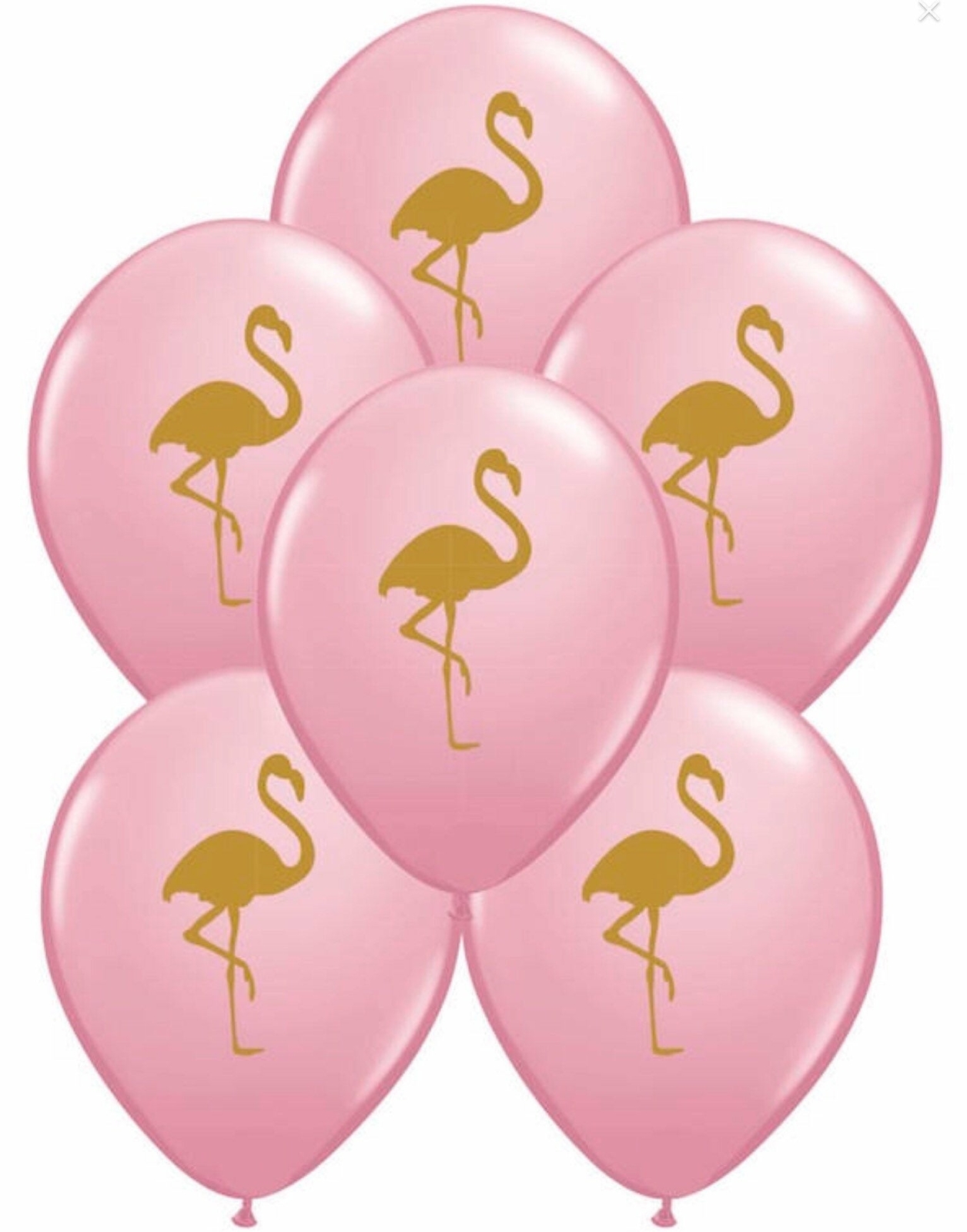 11″ Pink Balloons with Gold Flamingo – Set of 6 Balloons
