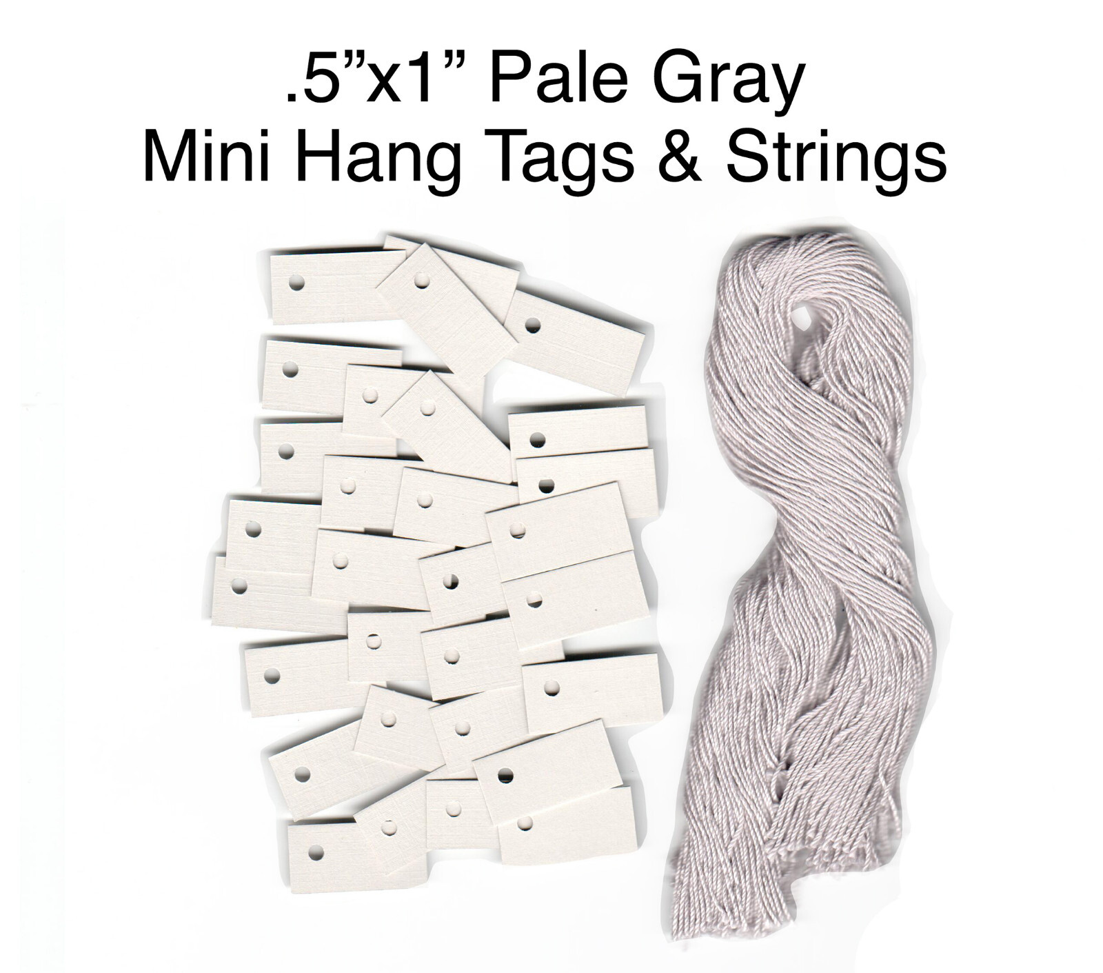 100 Blank Mini TINY Gray PRICE Tags 1/2″x1″ & 100 Cut Strings~Jewelry~Crafts