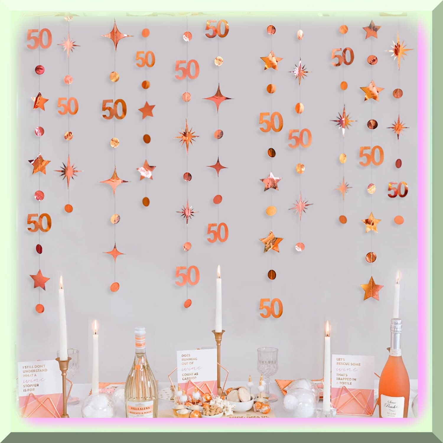 50th Birthday Rose Gold Decorations Kit