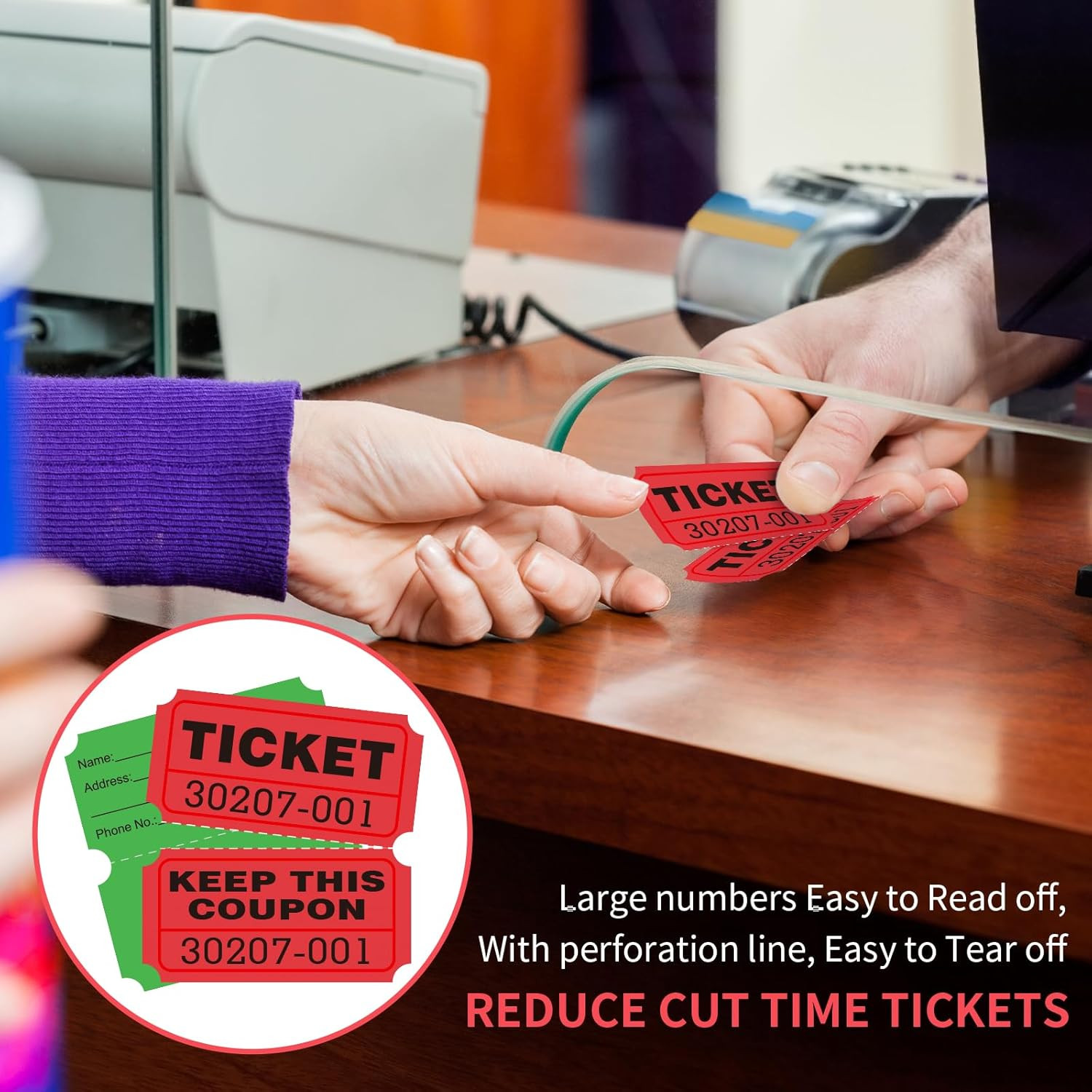 4000Pcs (2000 Pairs) Raffle Tickets Double Roll, 50/50 Stub Tickets with Cons…