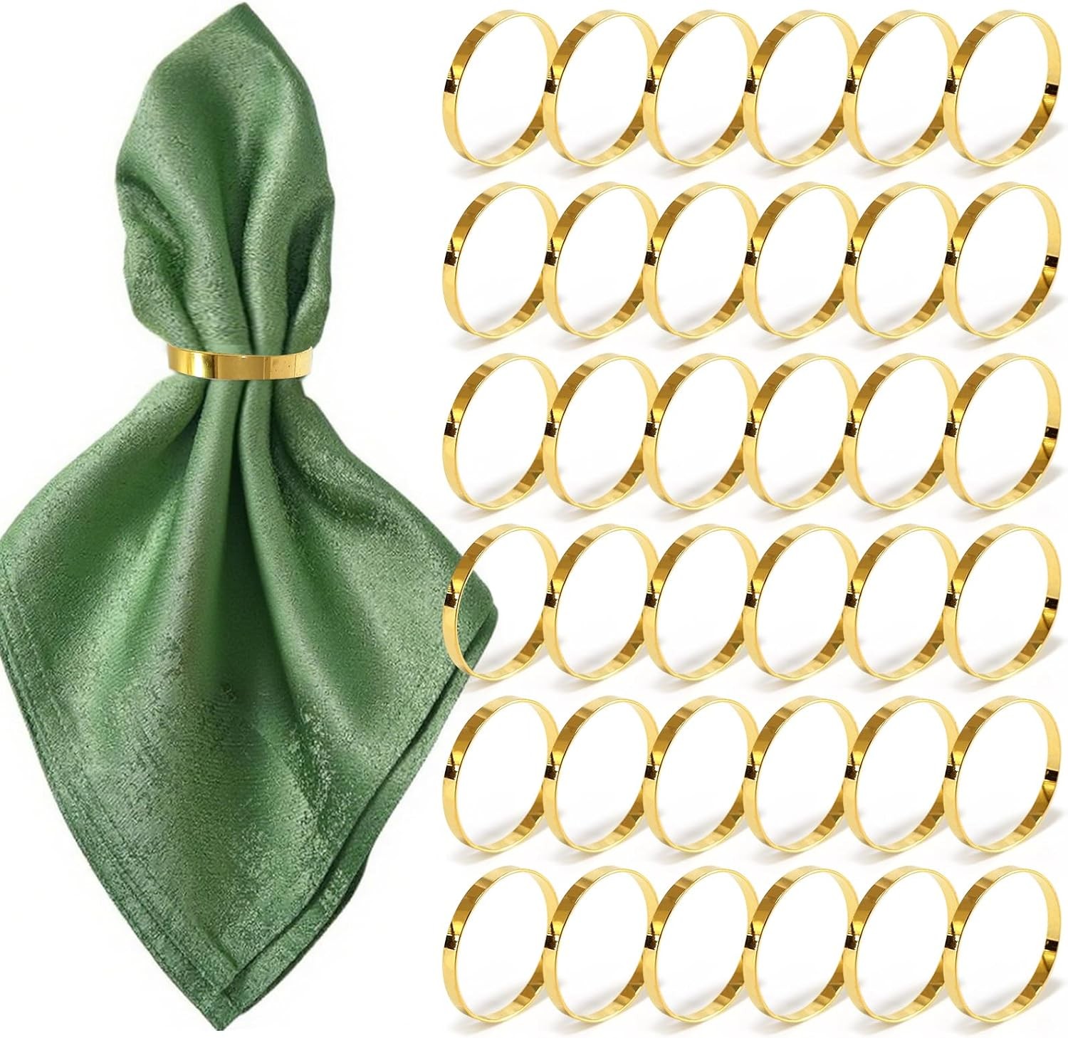100 Pcs Gold Napkin Rings Bulk, Exquisite Round Napkin Ring Buckles, Suitable