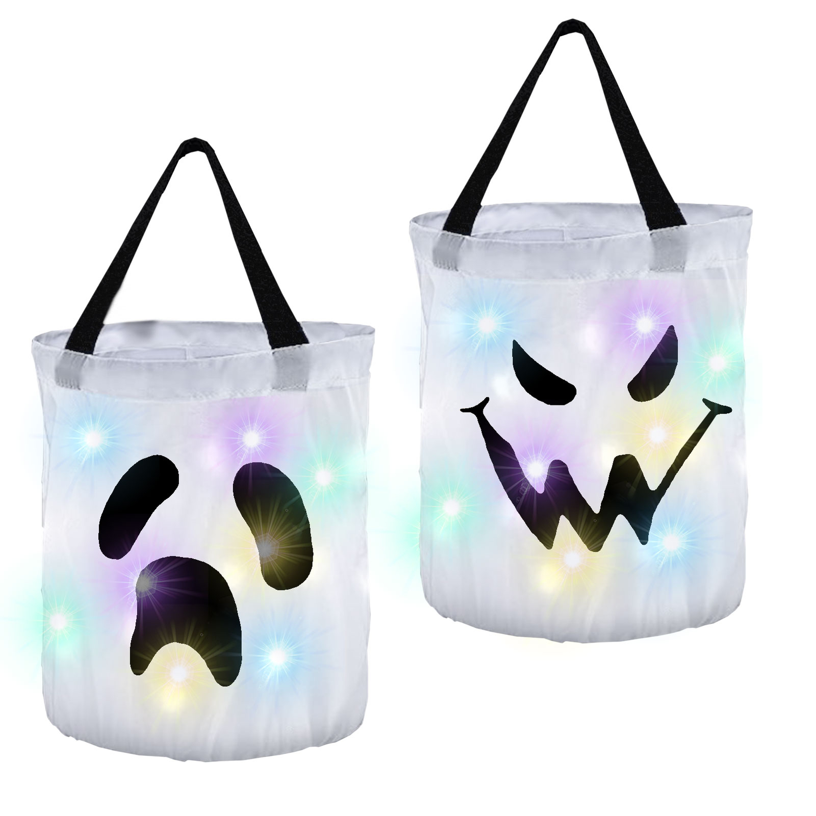 2 pcs LED Jack-O’-Lantern Light Up Halloween Candy Basket Bag Pumpkin Light bag