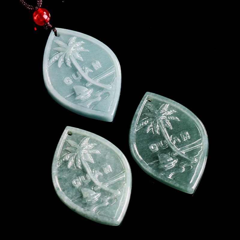 Jade Pendant Jadeite Travel Souvenir Gift Unisex Luck Amulet Handmade Carving