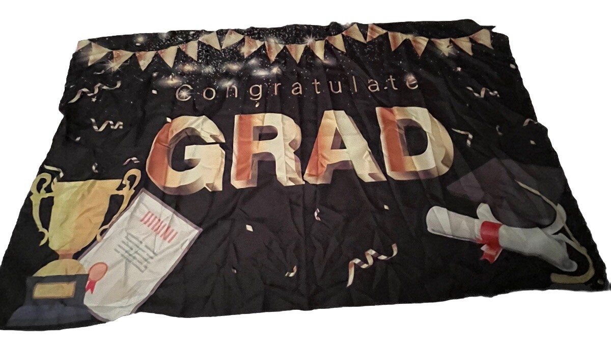 Congratulations Grad Flag W/ 4 Grommets 43×70 Inches New