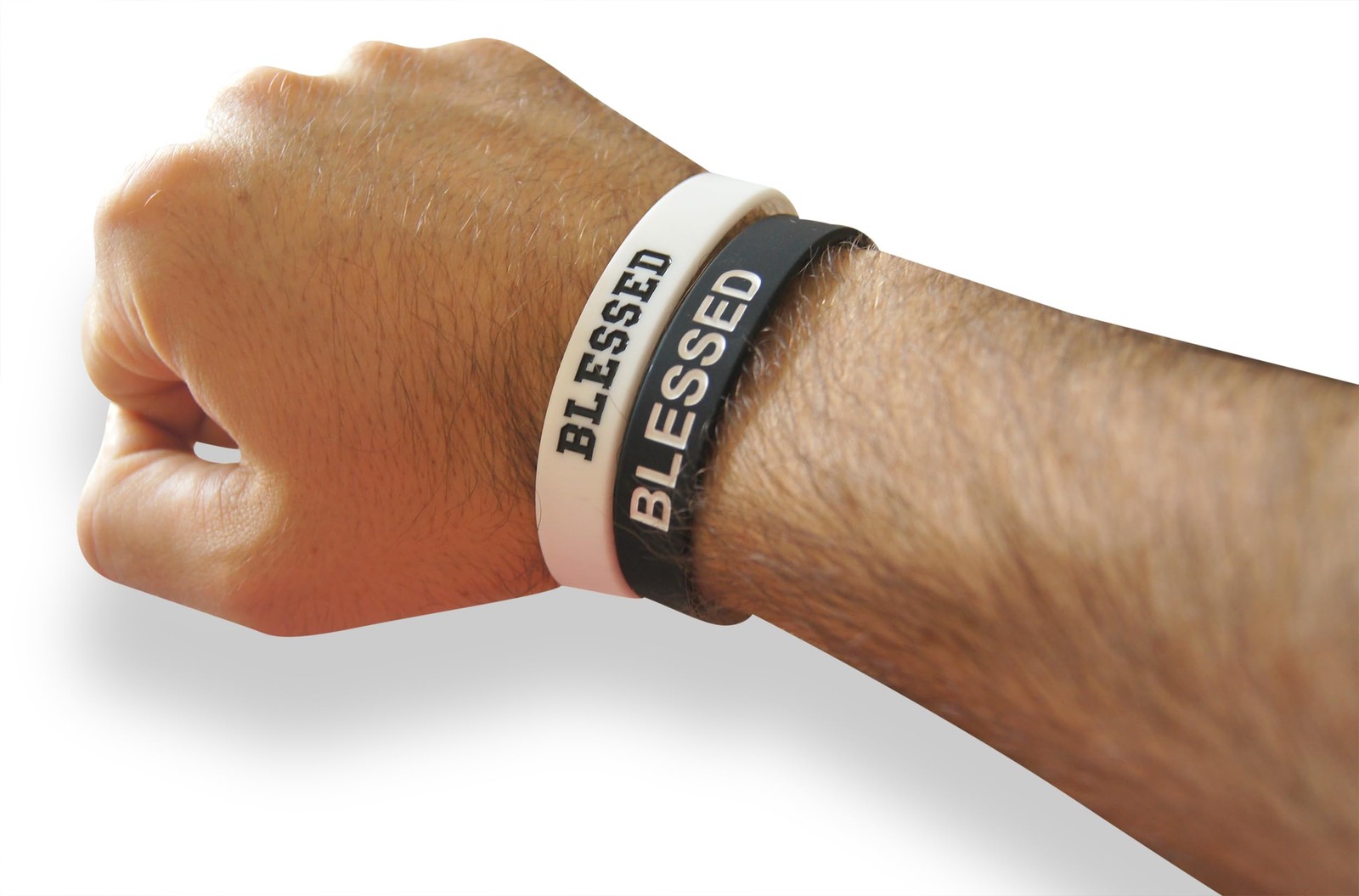 Blessed Mixed White & Black 12-Piece Silicone Band Wristband Motivation & Rel…
