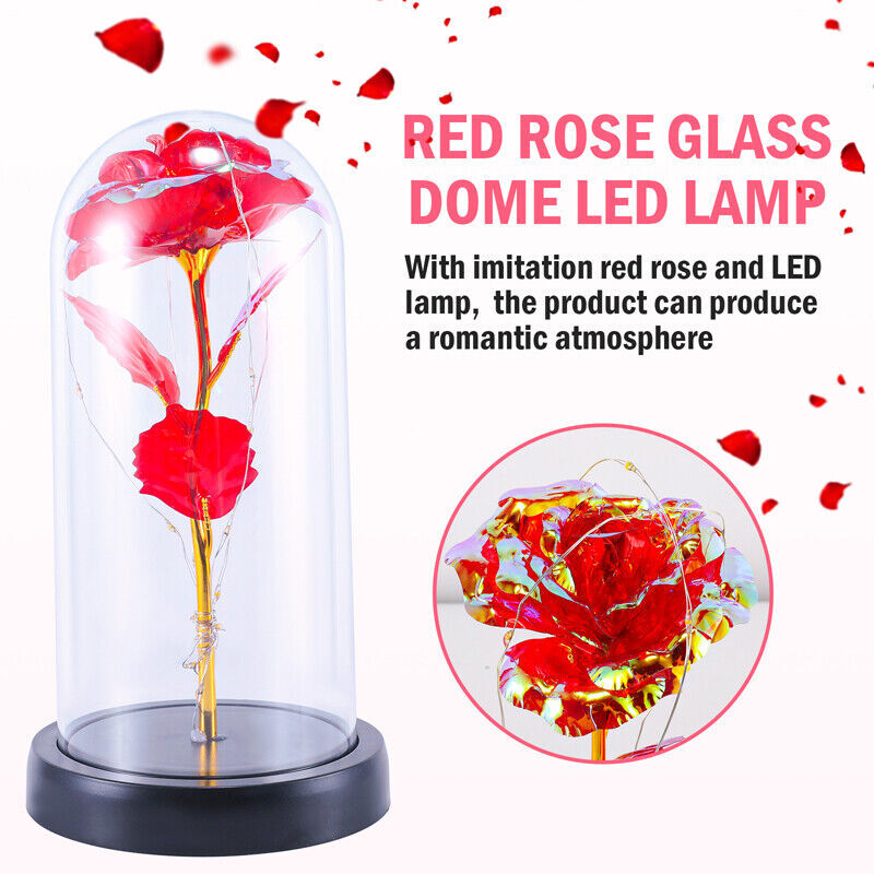 Romantic Crystal Flower Gift – Rose in Glass Dome – Mother`s Day Gift