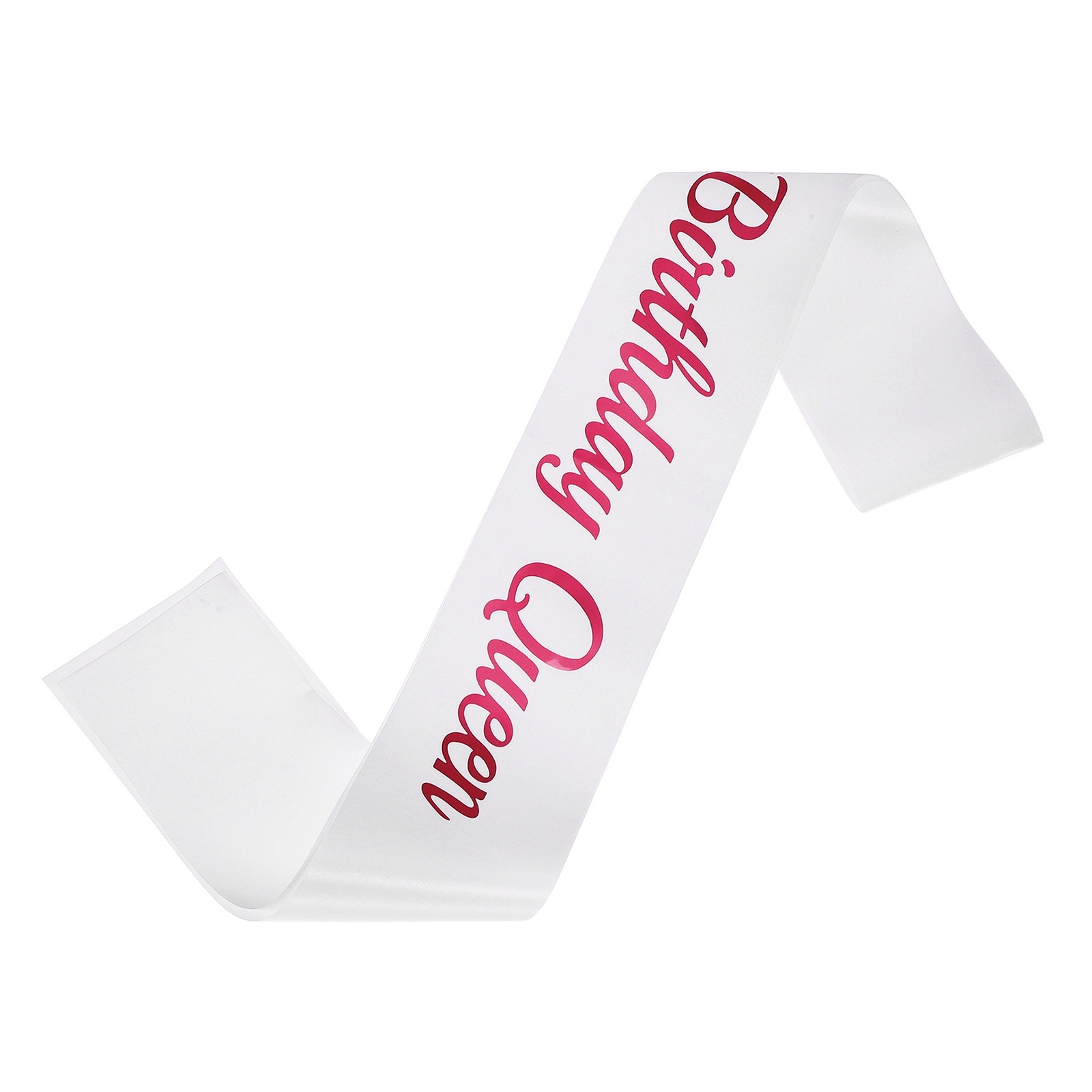Birthday Queen Sash with Pin Hot Pink Foil Lettering for Birthday Party, White