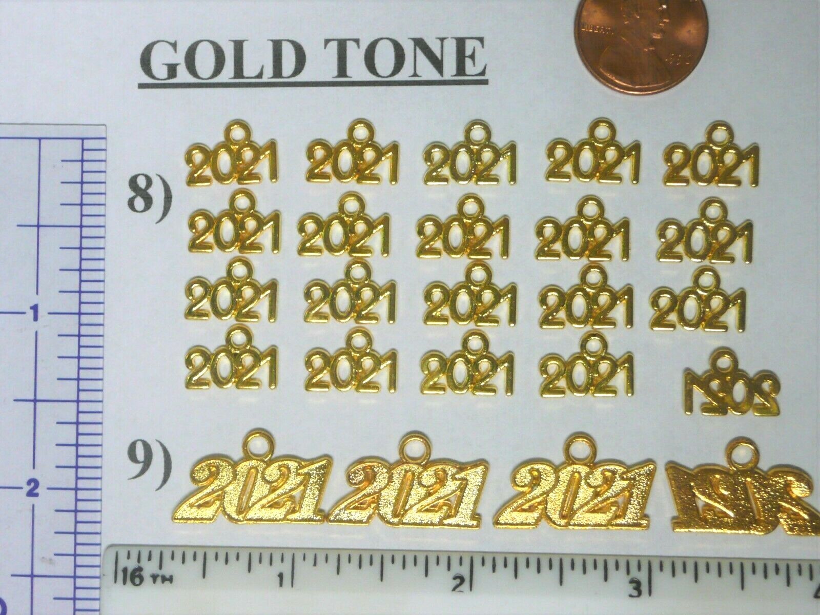 CLASS OF 2021 CHARMS GRADUATION NUMBER YEAR TASSEL 12 STYLES / GOLD/SILVER TONE