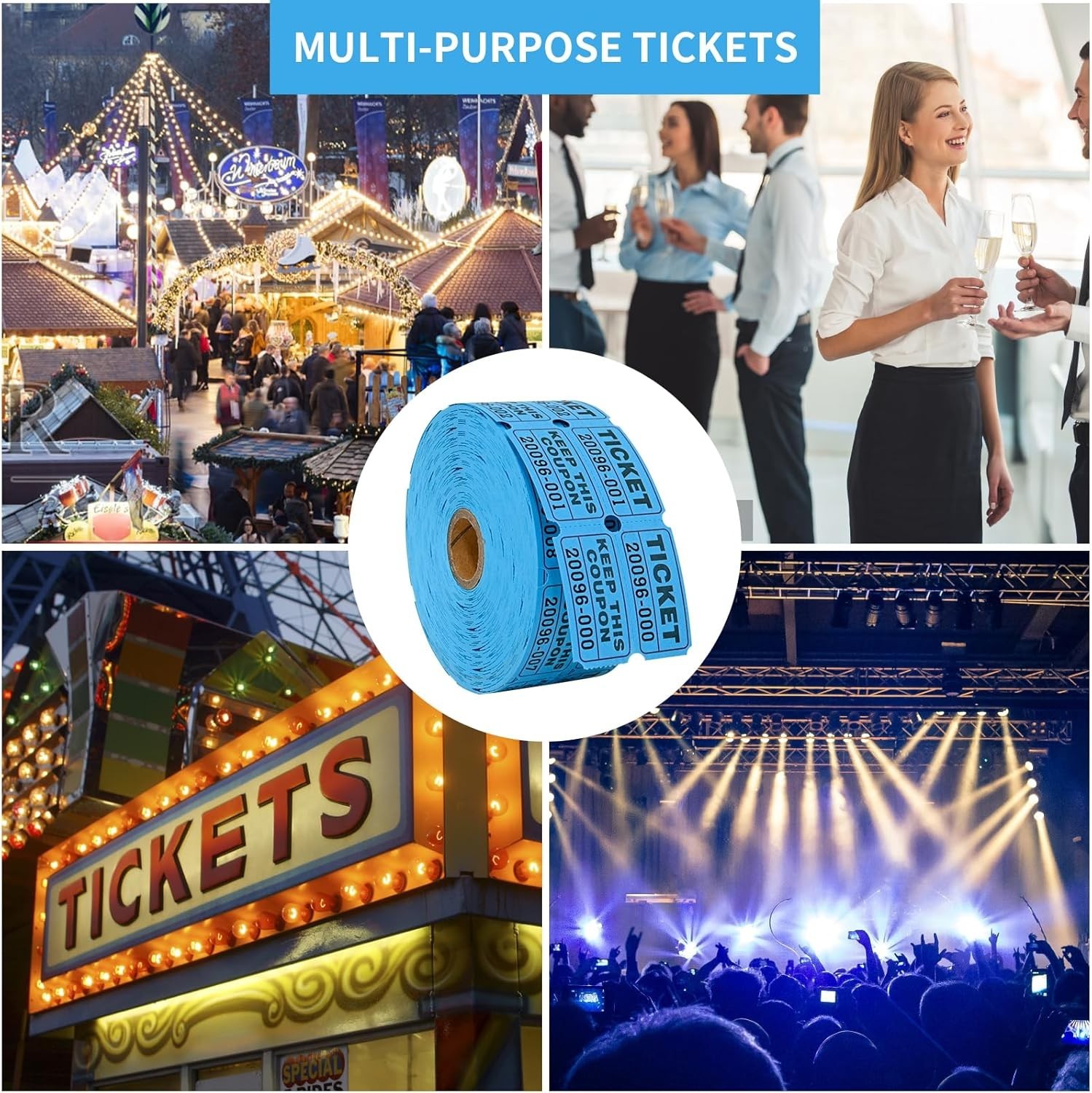 Consecutive Numbered Raffle Tickets – 1000 Double Stubs for School Dances
