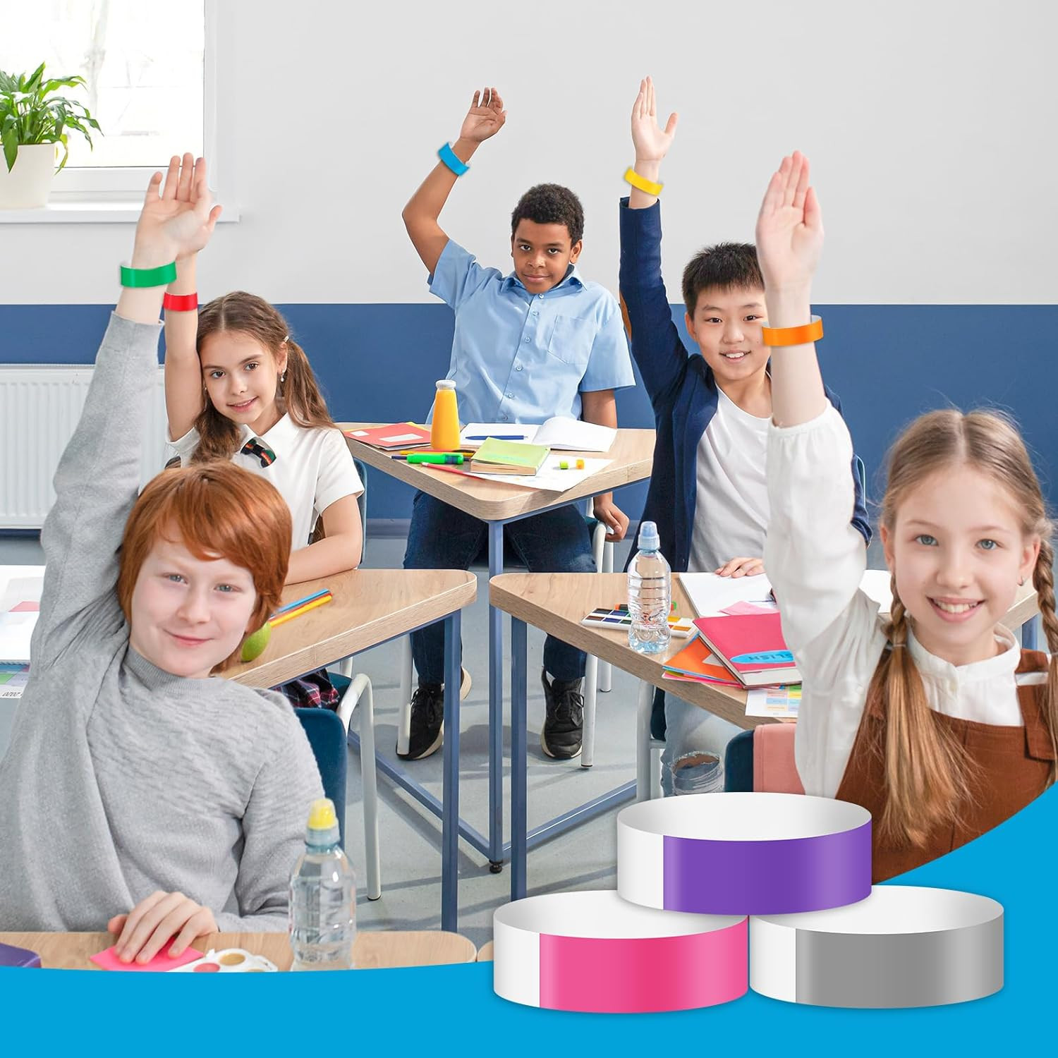 Colored Wristbands For Events Paper Bracelets Waterproof Custom Adhesive 800 Pcs