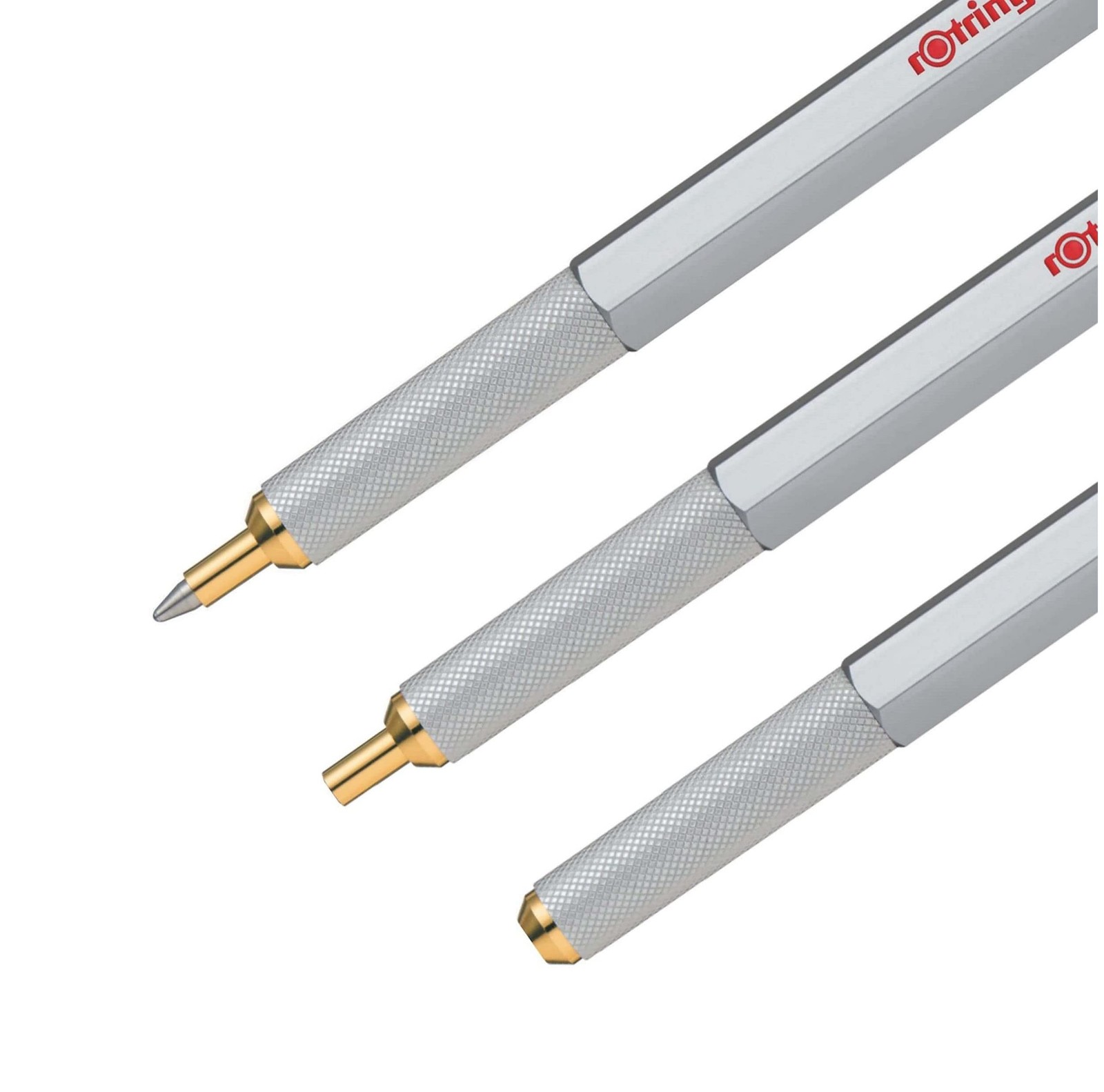 Rotring 800 Retractable Ballpoint Pen, Medium Point, Silver 1 Count (Pack of 1)
