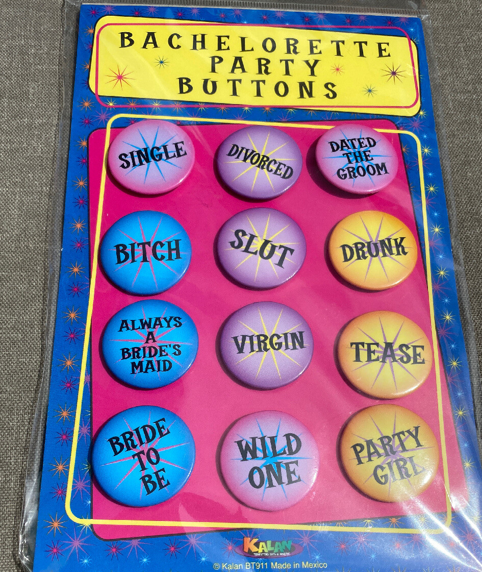 12 Bachelorette Party Favors Button Pins Drunk, Bride to Be, Wild One, Tease,