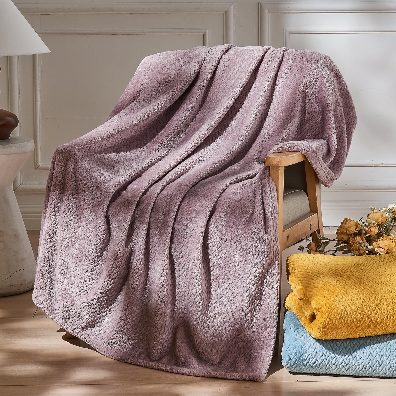 NEWCOSPLAY Super Soft Throw Blanket Light Purple Premium Silky Flannel Fleece…