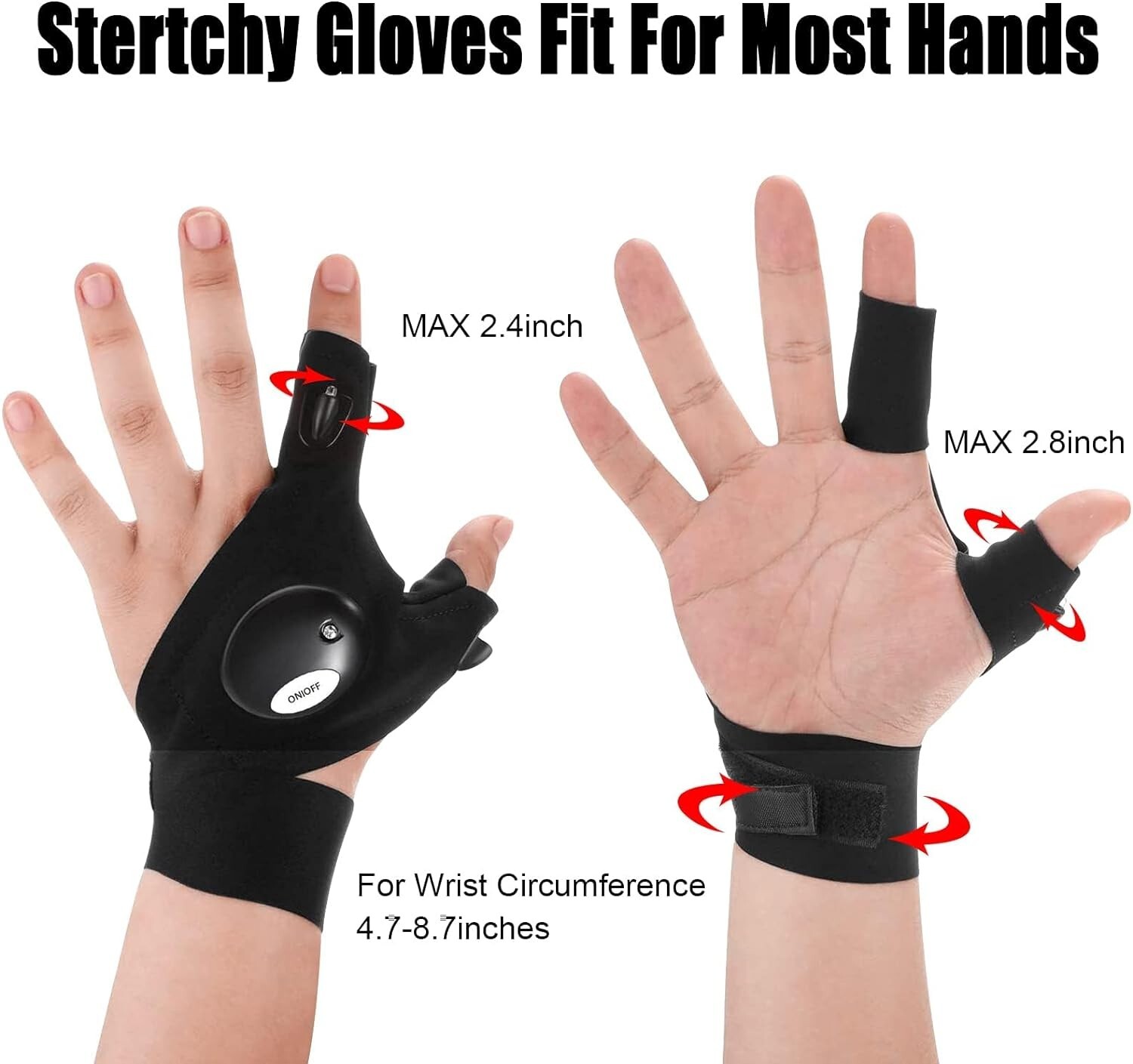Cool LED Flashlight Gloves Birthday Xmas Gadget Gift For Men Dad Him BF Son Boy