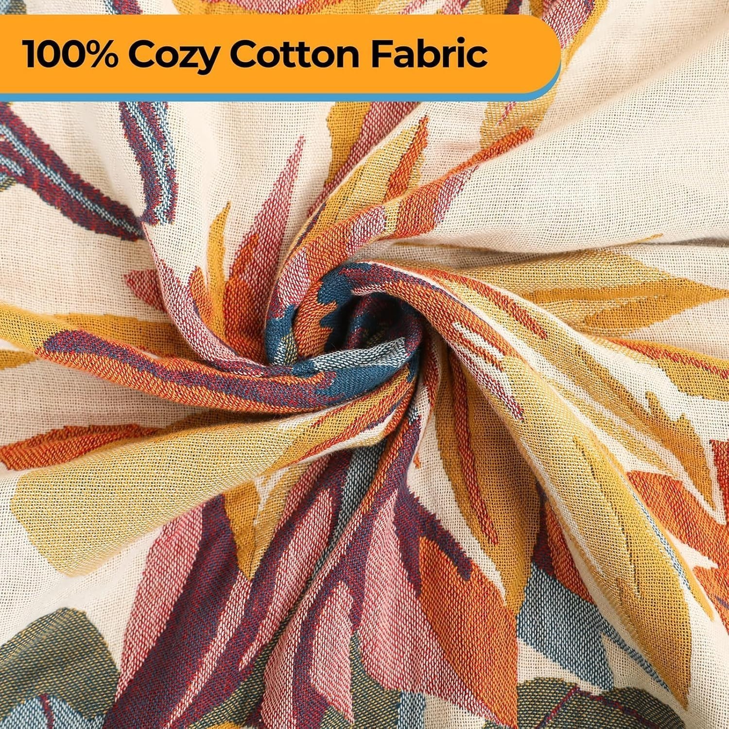 Boho Throw Blanket,Organic Cotton Ultra Soft Muslin Throw for Couch and Bed 50″
