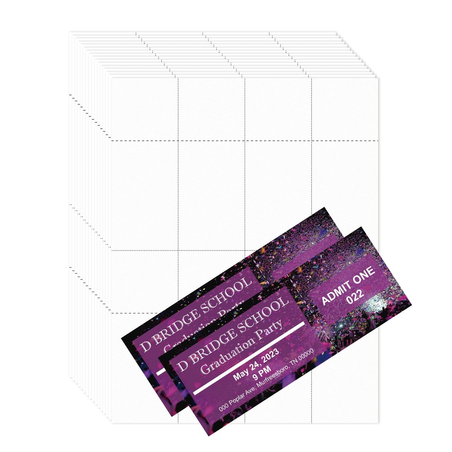50 Sheets 210GSM Printable Raffle Tickets TearAway Stubs MicroPerforated