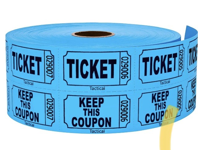 1000 Raffle Tickets, Blue (1 of 8 Colors), Double Roll, Ticket for Events, En…