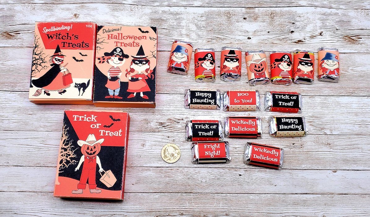 18 Pc-Halloween Retro-Treat Box-Candy Wrappers-Trick Or Treat-Favor-Gift Box