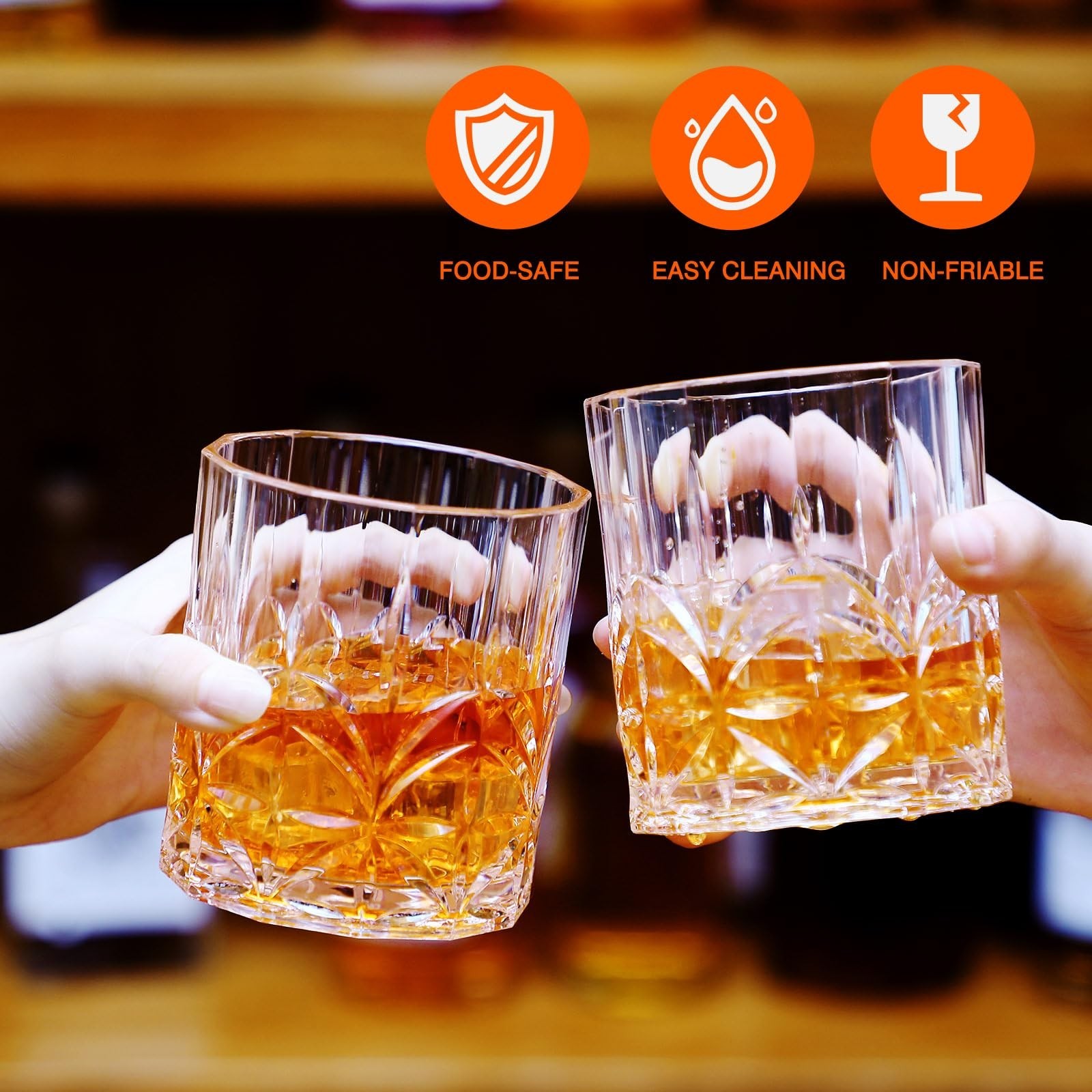 8 Sets Plastic Whiskey Glasses 14 oz Unbreakable Whiskey Drinking Glasses Old…