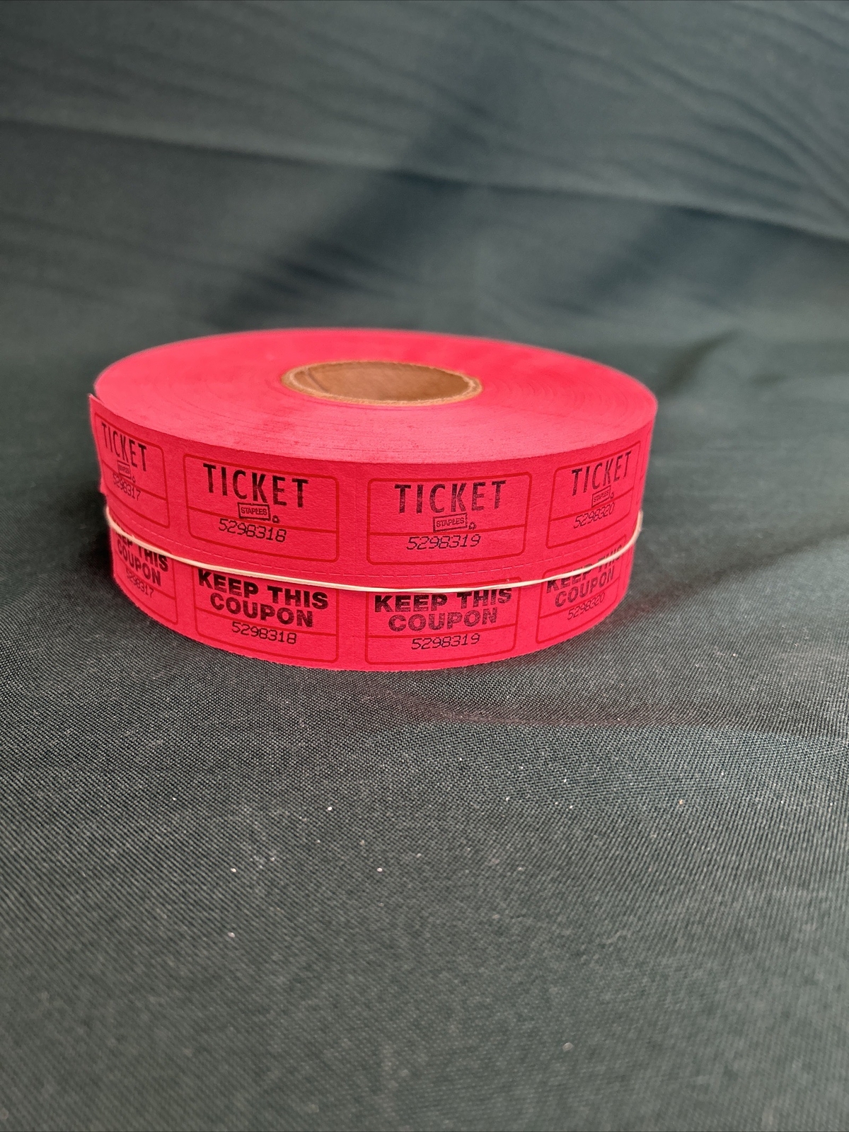 Roll of Red Double Stub Raffle Tickets Split the Pot 50/50, Partially Used