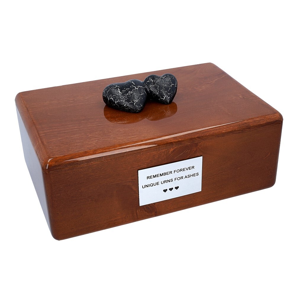 Wooden urn for human ashes Personalized urn with hearts Artistic urn Decorative