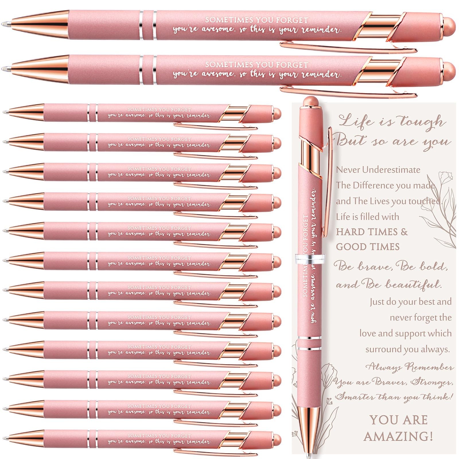 Supervitae 50 Sets Mother’s Day Pen Gifts Bulk Pink Ballpoint Pens with Inspi…