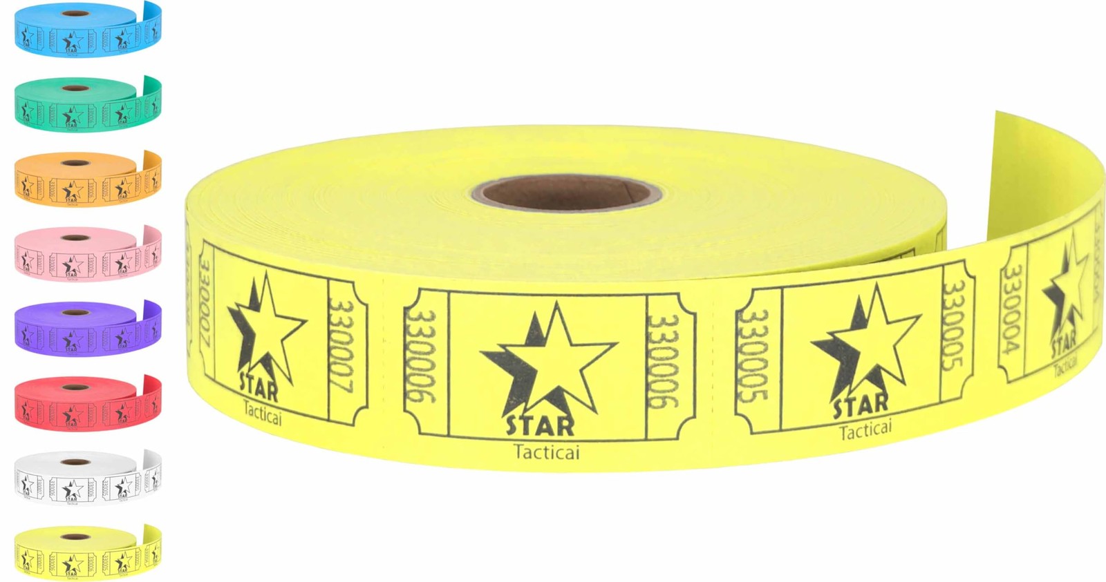 1000 Raffle Tickets Star Yellow 1 of 8 Colors Single Roll Ticket for Events E…