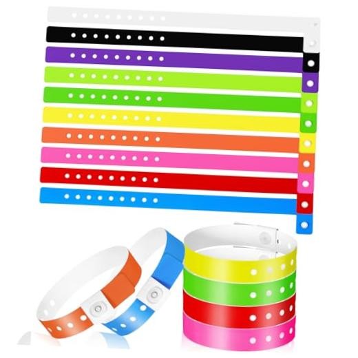 60 Pcs Vinyl Wristband in 10 Colors, Plastic Wristbands for Events, Neon