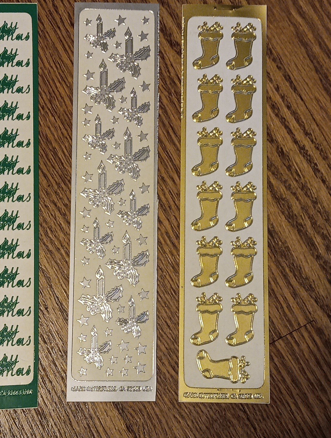 Mark Enterprises Class A Peels Christmas Heart Stickers Sheets Lot Gold Stocking