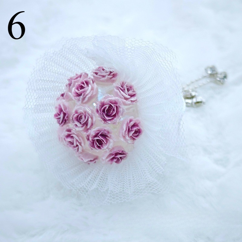 1PC Handmade Beaded Pens Decor with Hole Fringe Chain DIY Mini Lace Rose Bouquet