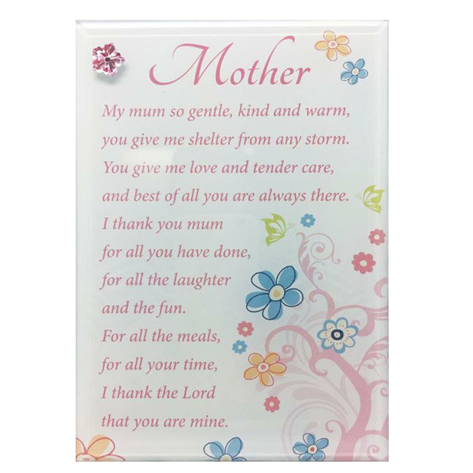 Mother Glass Plaque Mum Sentiments Gift