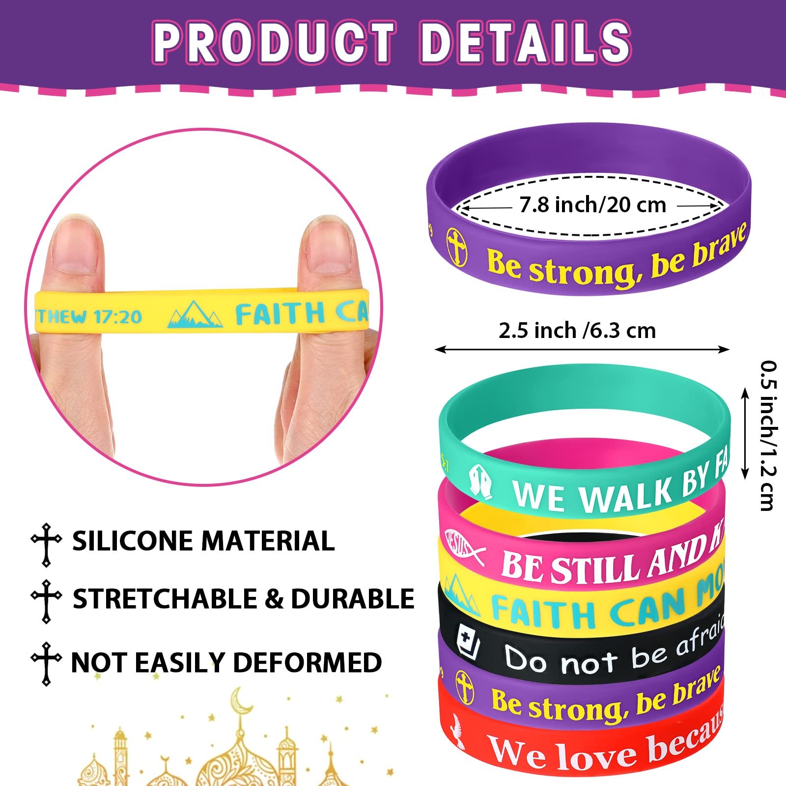 30 Pcs Bible Verses Bracelets Bulk Motivational Christian Bracelets Inspirati…