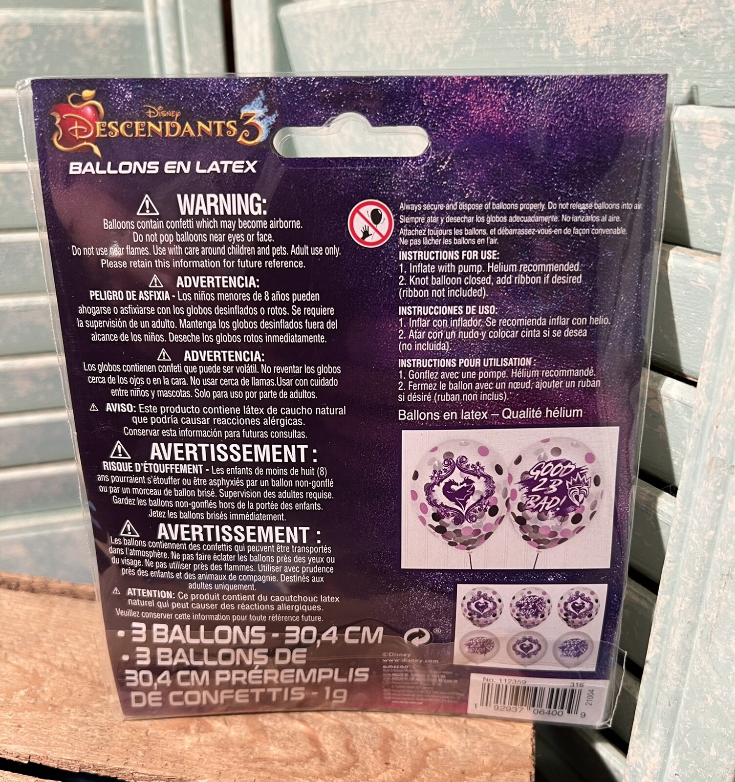 Descendants 3 Latex Confetti Party Celebration Balloons Clear – 12″ Pack of 6