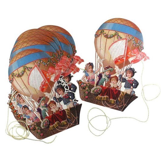 Mamelok Press Frieze Garland Children in Hot Air Balloon Made in England
