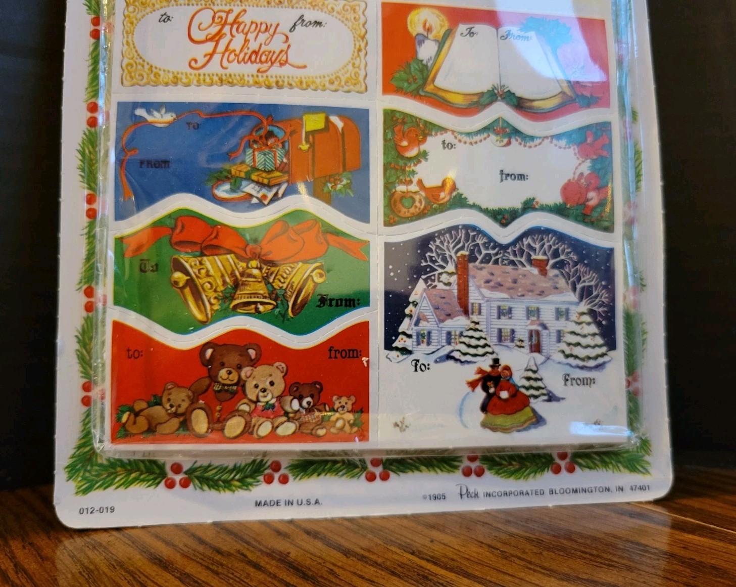 LOT of 3 VTG 1985 Christmas Gift Tags (56) & Holiday Cards (14) Self Stick Peck
