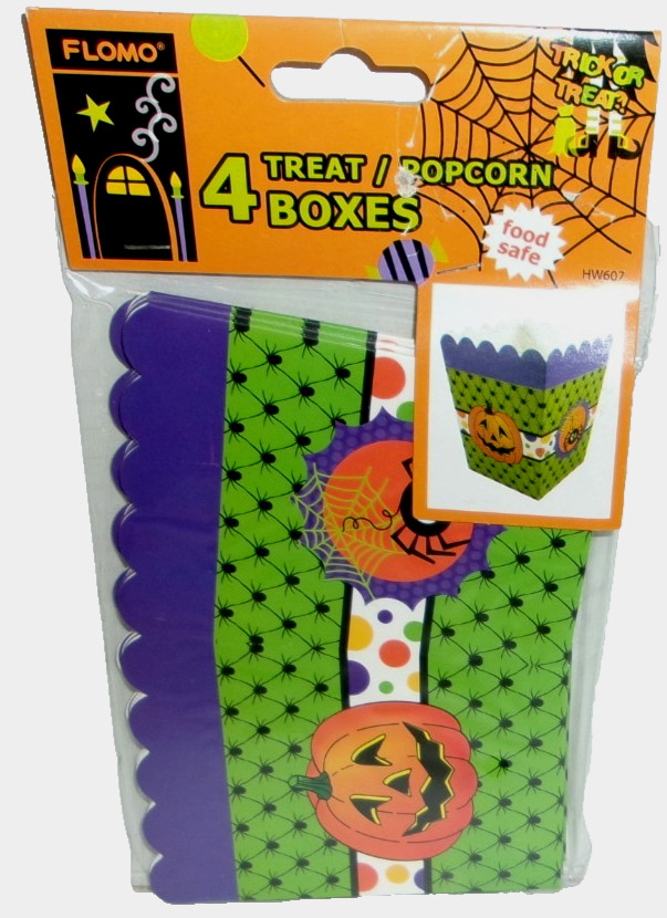 HALLOWEEN ~ Treat Boxes ~ 4″ X 6″ ~ PUMPKIN~ 4 Pieces
