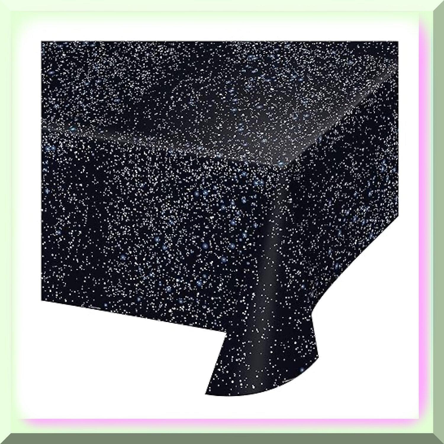 Black Space Print Plastic Tablecover 54×108″