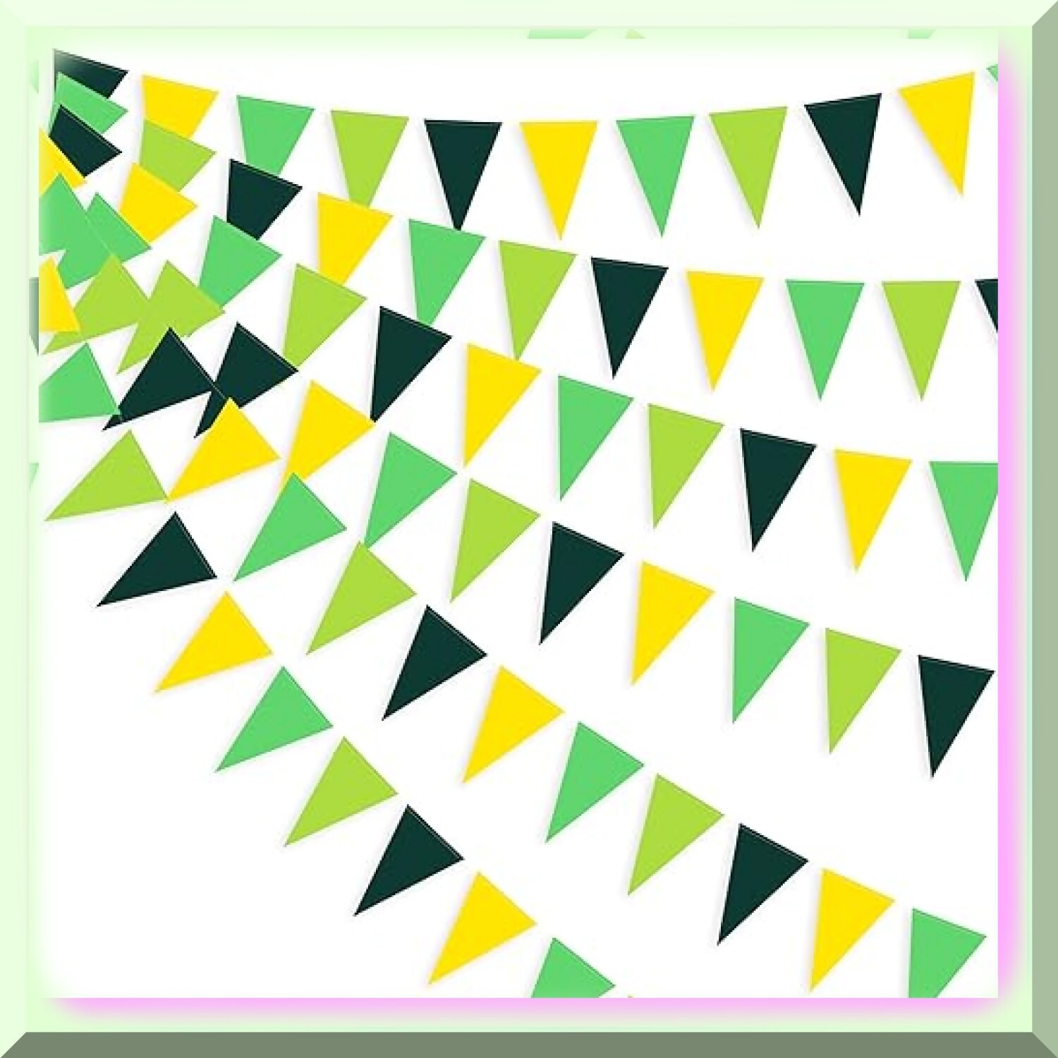 Vibrant Green and Yellow Triangle Banner Set