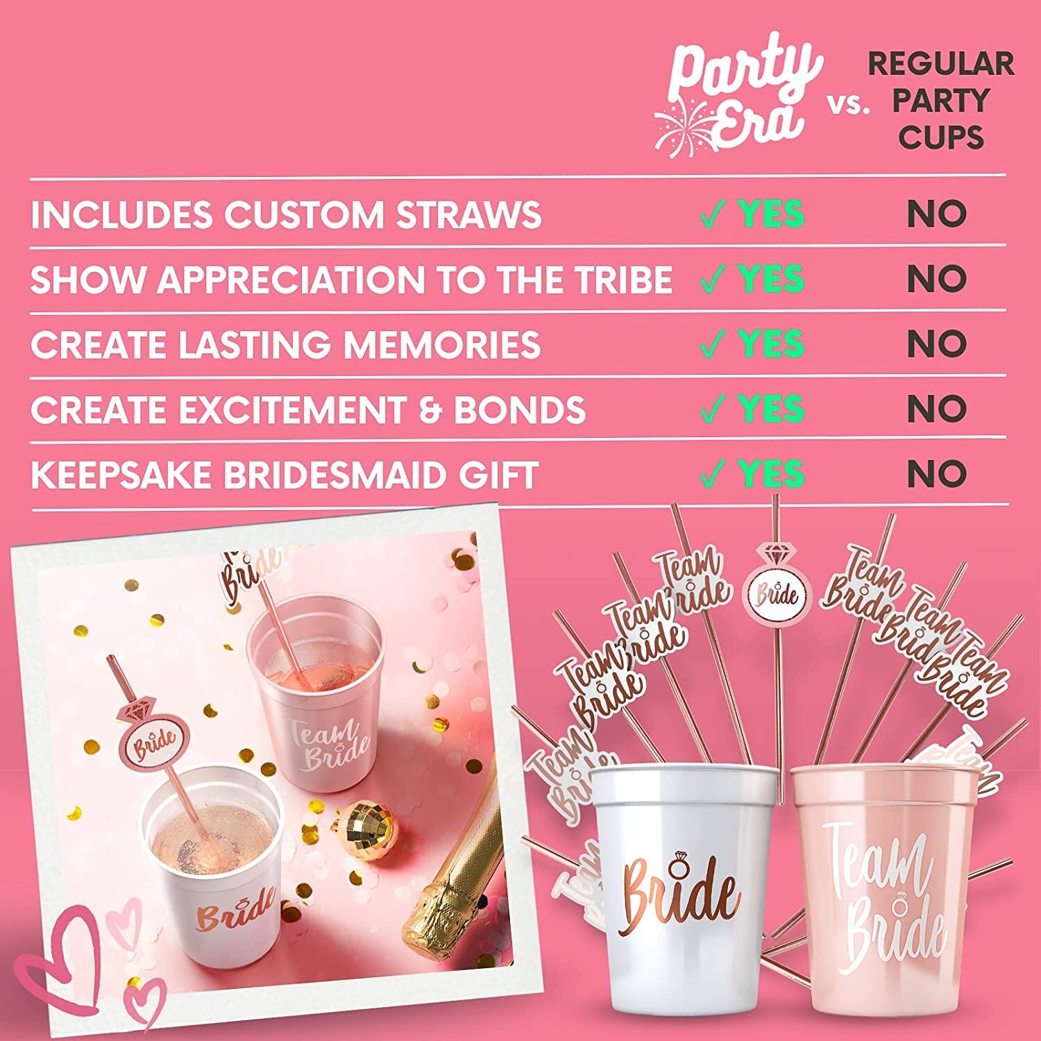 Bachelorette Cups Bride Straw Set – Bachelorette Straws w/Bride & Bridesmaid Cup