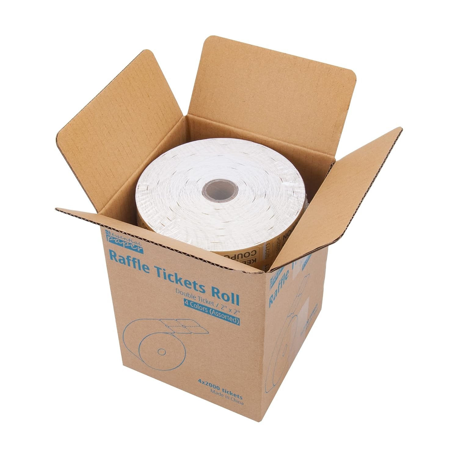 Assorted Double Raffle Tickets Color Printables 8000 Rolls 4 Colors Printab