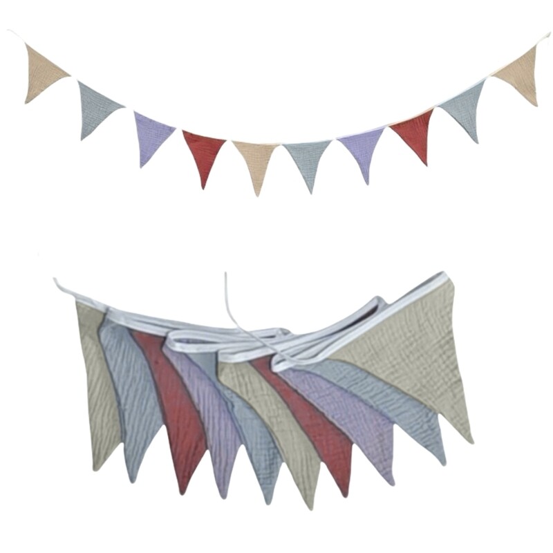 Nursery Room Cotton Bunting Banners Triangular Flags Garlands Home Party Decors