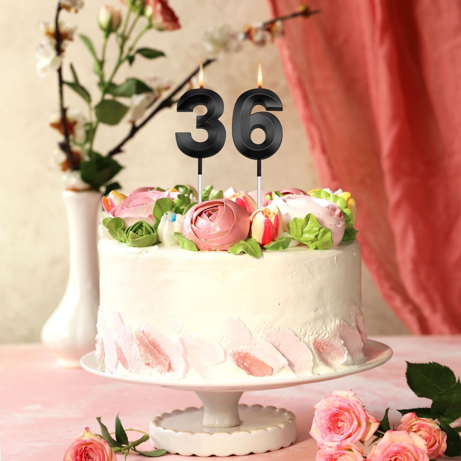 36 Birthday Candles 36th Birthday Candle Black 63rd Candles for Cake 36th Bir…