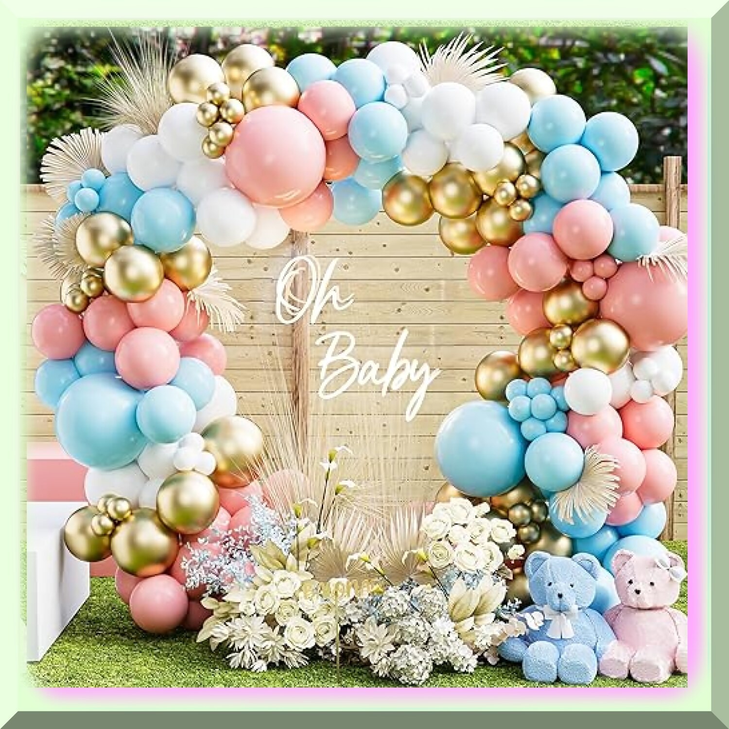 135-Piece Metallic Gender Balloon Garland Kit