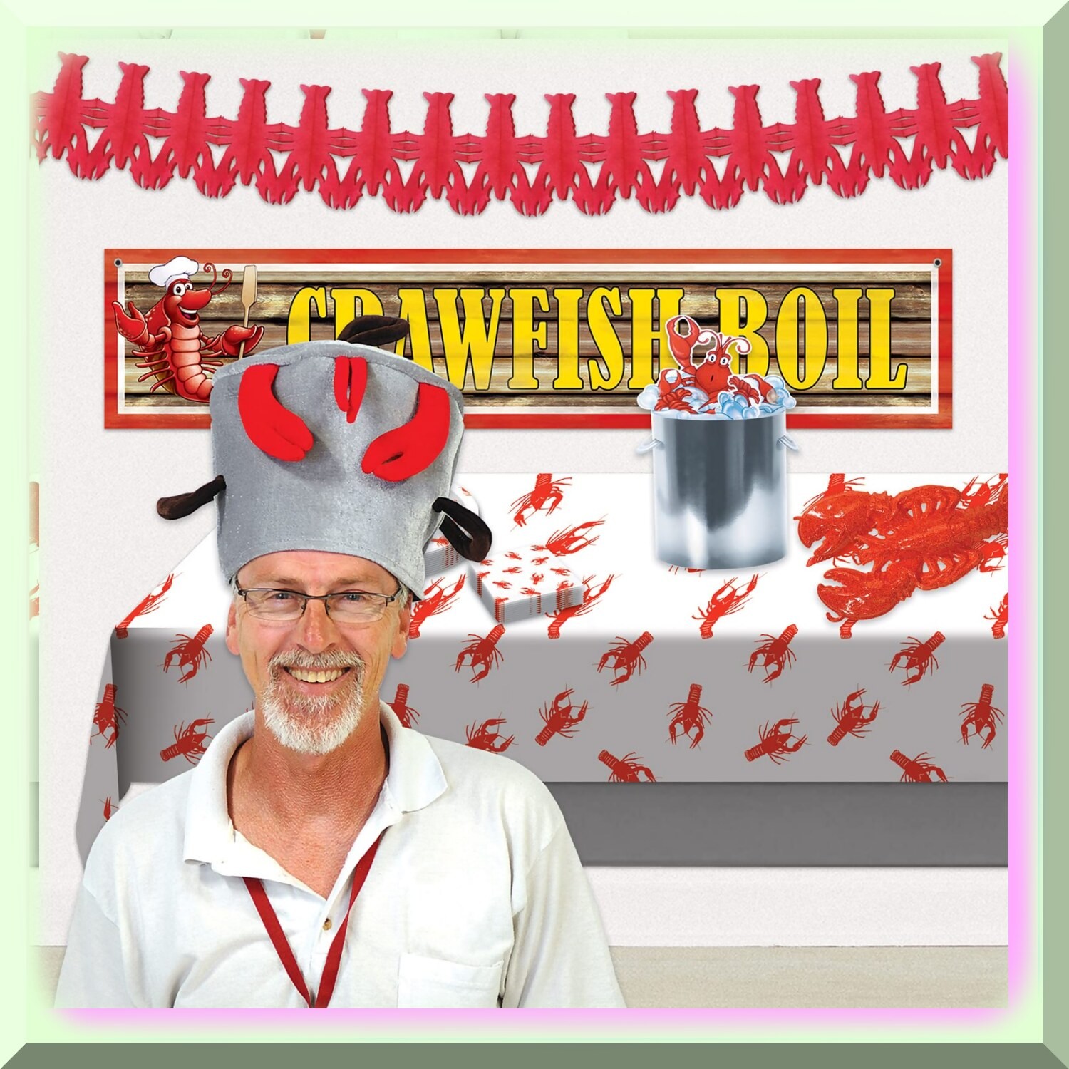 Red and White Crawfish Tablecover 54×108 inches