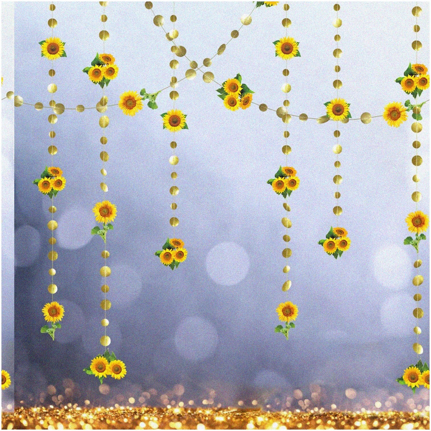 Sunflower Celebration Garland 26ft with Gold Circles