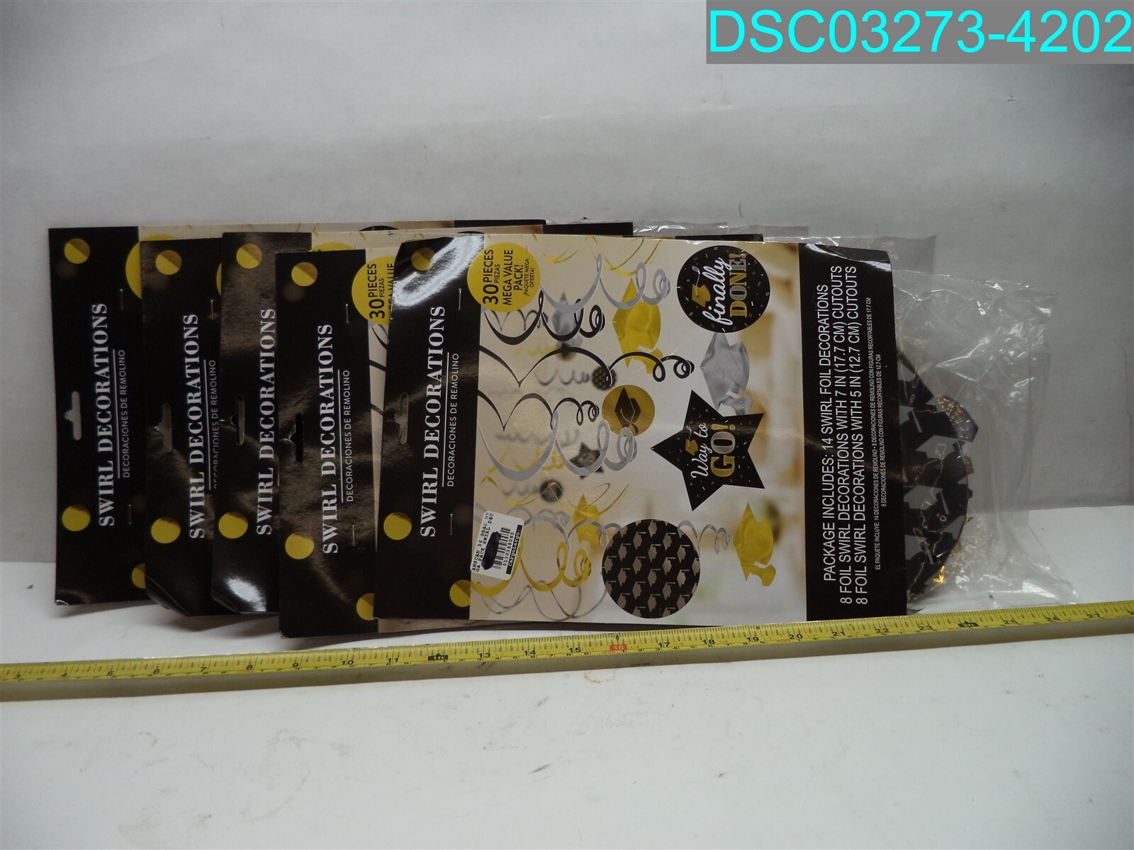 QTY=150 PCS (5 X 30): Grad Mega Value Pack Swirl Decorations 192937129821