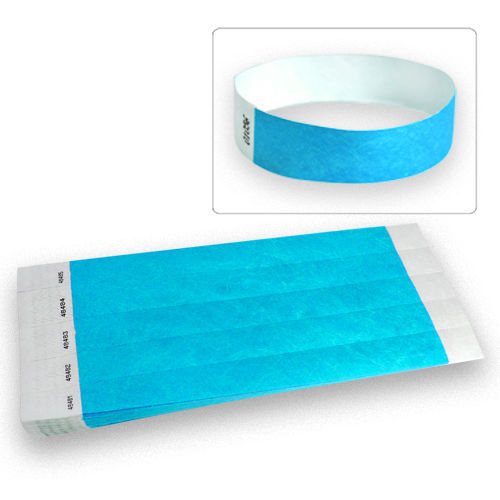 3/4″ Tyvek Wristbands Neon Blue-100 Count