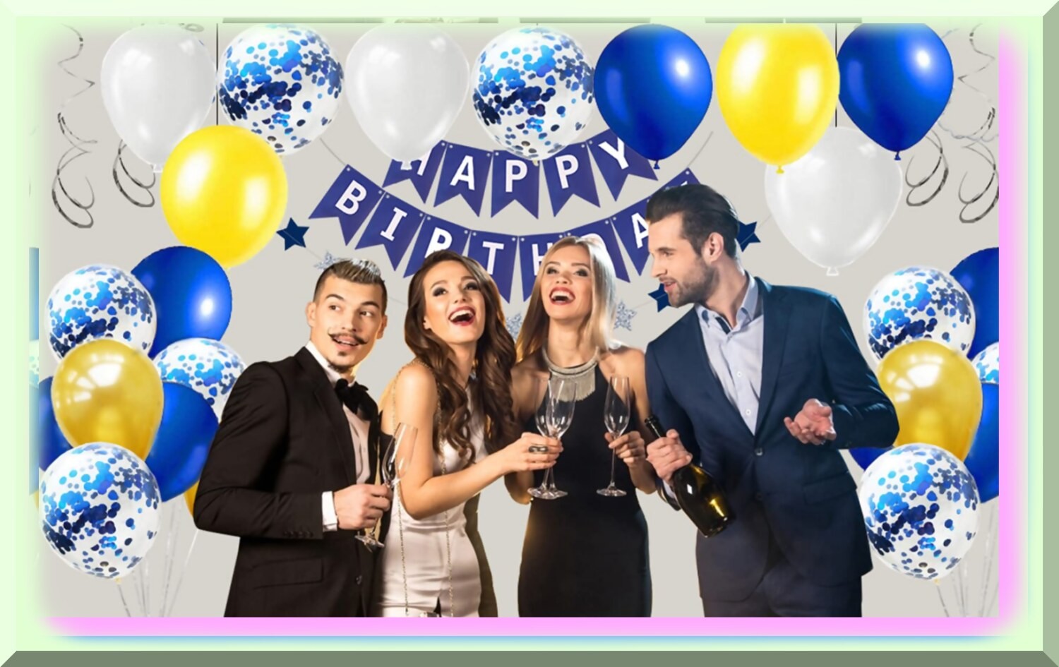 Blue and Yellow Latex Balloon Garland Kit 126 Pieces