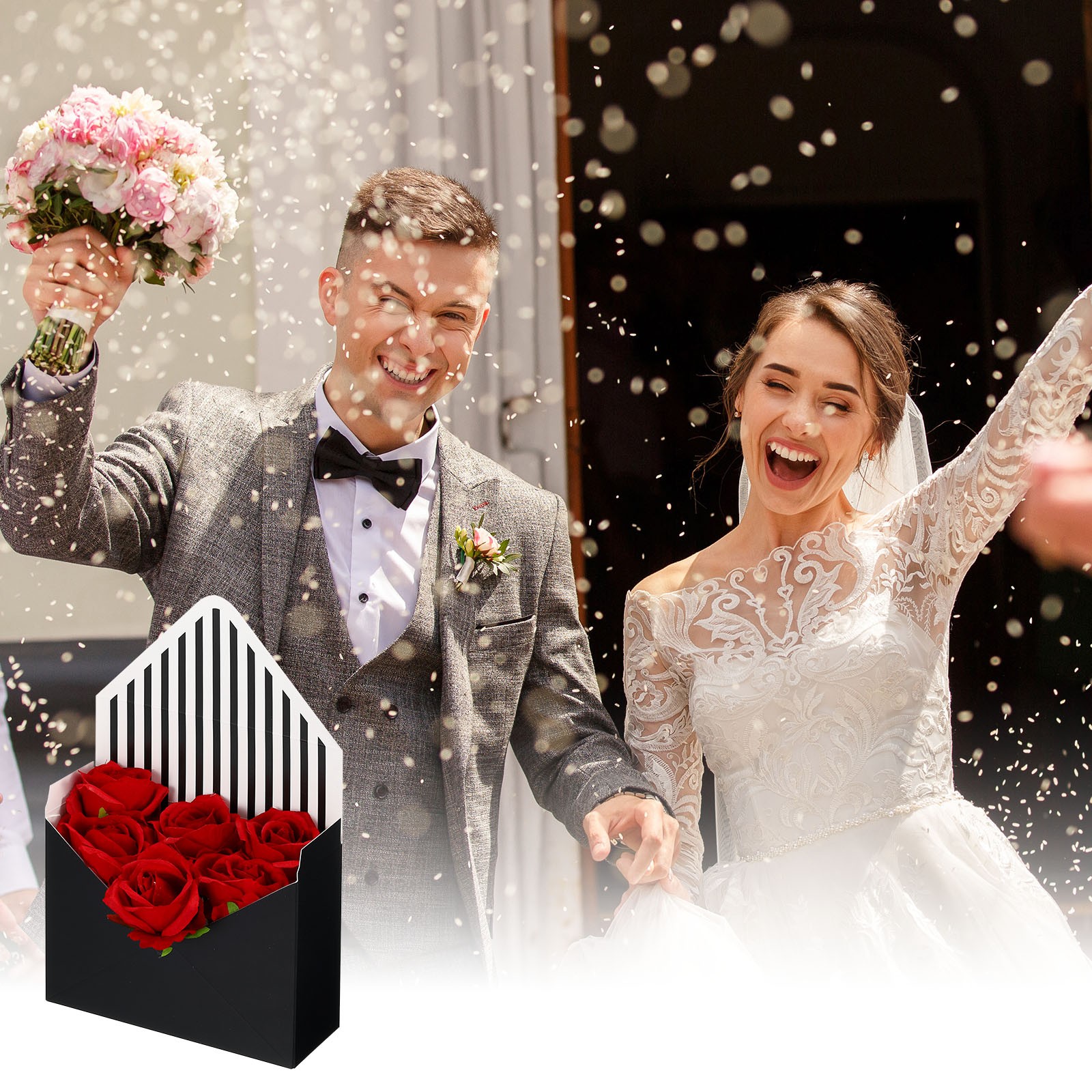 Flower Gift Box, 16 Pcs Paper Bouquet Flower, Multiple Colors