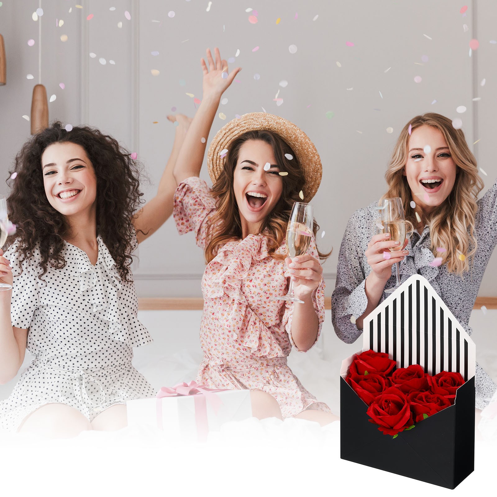 Flower Gift Box, 16 Pcs Paper Bouquet Flower, Multiple Colors